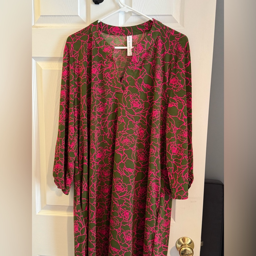 Dear Scarlett Olive and Pink Floral Dress - Picture 2 of 5